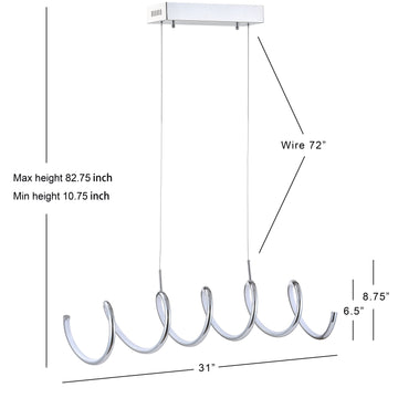 Ali 31" Dimmable Adjustable Integrated LED Metal Linear Pendant - JONATHAN Y